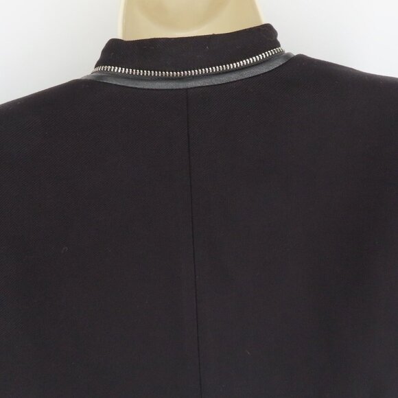 Rebecca Taylor Womens 6 Open Front Black Zipper Faux Leather Trim Blazer Jacket - Picture 4 of 9